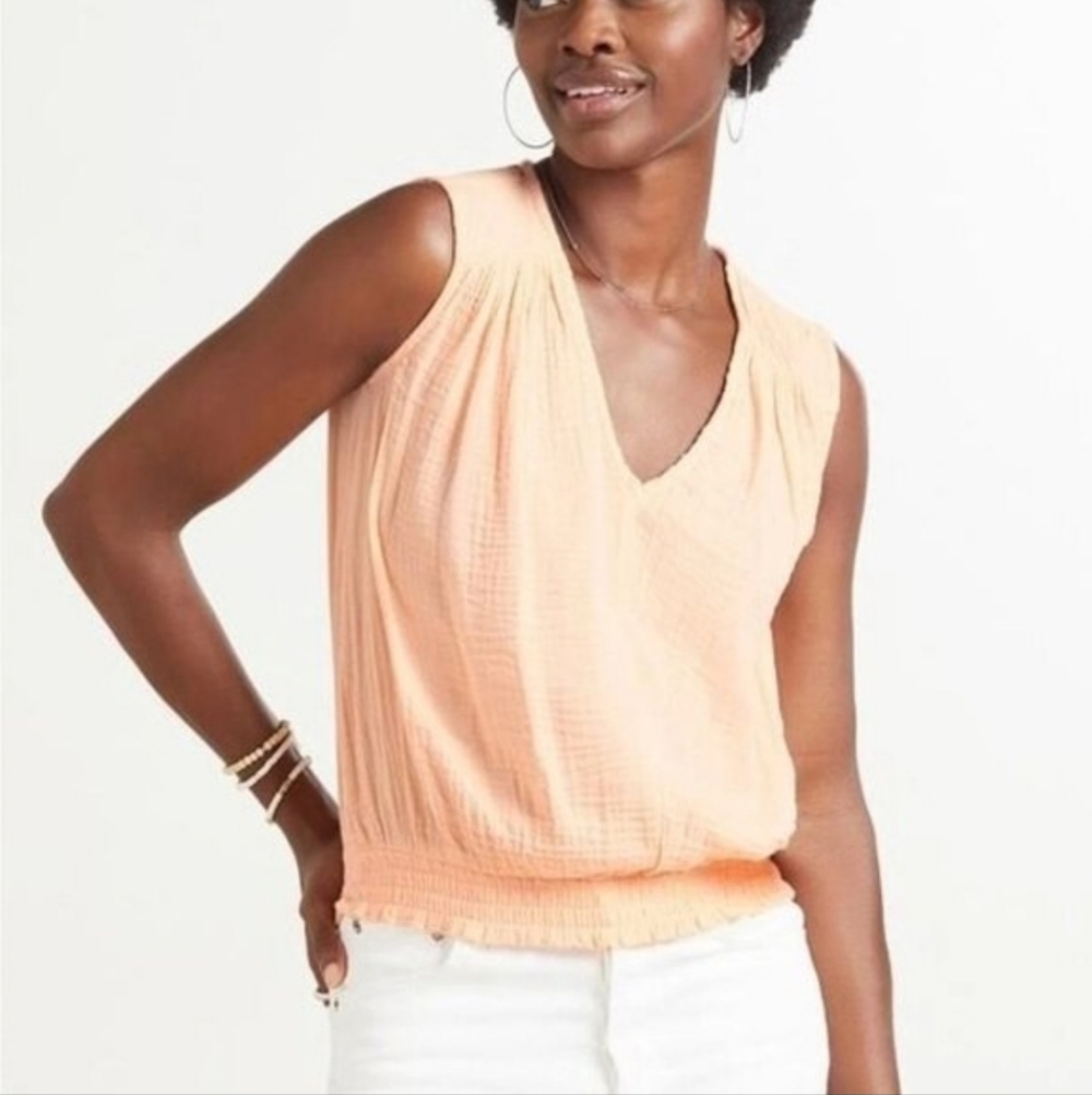 Evereve Peach Gauze Cotton V-Neck Tank Top Small Like New Beach  Lightweight